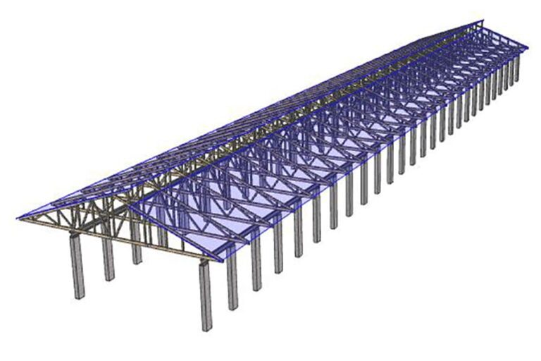 Расчетная модель крыши молочной фермы на мзп