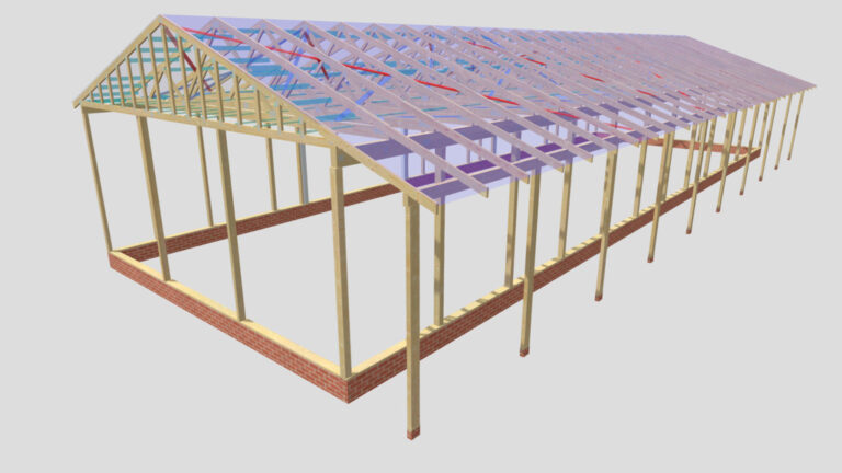 Проекция расчетной 3D-модели ангара